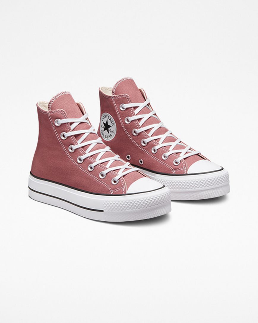 Zapatos Plataforma Converse Chuck Taylor All Star Lift Seasonal Color Altas Mujer Rosas Negras Blancas | PE 52EW70